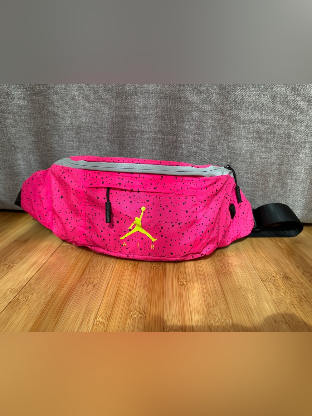 Nike Jumpman Neon Pink Speckled Waist Bag with Yellow Logo